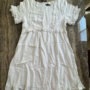 NWT Women Sz XLarge Mikarose White Short Sleeve Above/At Knee Layer Reese Dres
